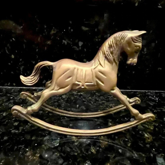 Solid Brass Rocking Horse Figurine - Picture 2 of 4